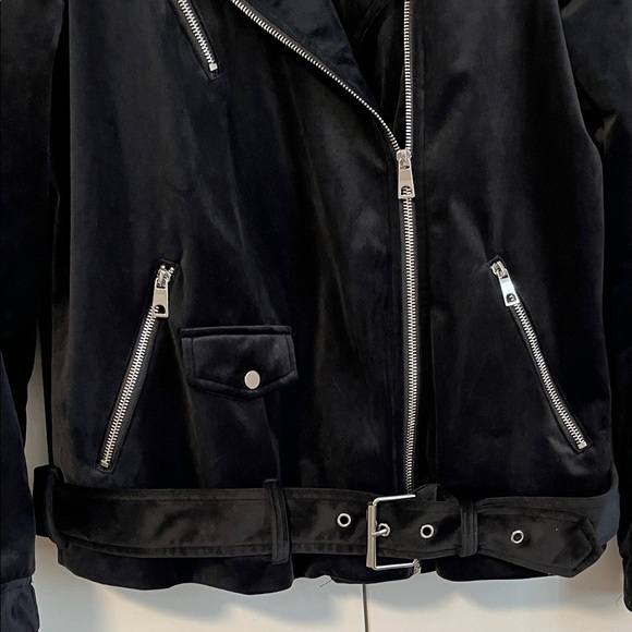 VERO MODA NWOT Black Velvet Moto Jacket Lined, Size M - Picture 5 of 13